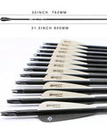 30 Inch Carbon Arrows For Compound Recurve Bow Hunting And Target Practice, 0.309 Inch Diameter, Fletched With Two Black And One White Vanes