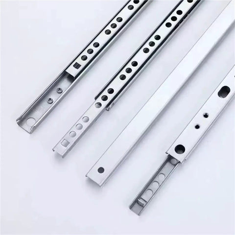 Two Way Full Extension Drawer Slides 2 Pack 17mm Wide 374mm 15 Inch Length with Quick Release Latches, top view showing details