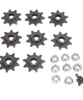 9 Tooth Sprocket Set for Electric Scooters, Iron Gear with 10mm Inner Diameter, includes nuts and bolts, top view