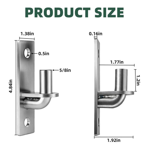 Heavy Duty Wall Mount Gate Hinges Two Pack Built Tough For Farm Gates And Chain Link Fence Gates With Five Eighth Inch Hinge Pin Up To Six Hundred Pound Capacity Screws Included Galvanized Iron Construction, showing dimensions.