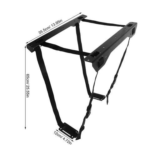Built Tough Under Desk PC Mount With Quick Lock Straps For Heavy Duty Computer Tower Rack dimensions showing adjustable black straps