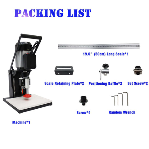 HQHAOTWU portable hinge boring machine with 50cm scale; kit includes 2 scale plates, 2 baffles, 4 screws and wrenches