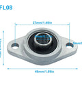 Four Pack KFL08 Flanged Pillow Block Bearings 8 Mm Bore Zinc Alloy Abrasion Resistant Rust Resistant Flange Mounted Beefed Up Shaft Support For Machinery And Equipment, 37mm width