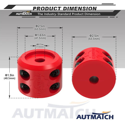 Shock Absorbent Silicone Winch Cable Stopper For Wire And Synthetic Rope Half Inch Compatible Two Pack Red Dimensions