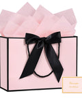 Medium Gift Bag With Handles For Every Occasion, 12.6x9.8x4.3 Inches Black Pink Gift Bag Includes Two Tissue Papers And One Card