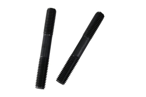 58 Piece Hold Down Clamp Set for Milling Machines with 7/16 Inch Slot and 3/8 Inch Studs, Includes 24 Studs and Four Lengths (3, 4, 5, 6), Bridgeport Mill Workholding Kit for Fast, Secure, No Fuss Clamping. Two 3/8 inch black steel studs for milling machine hold down clamping.