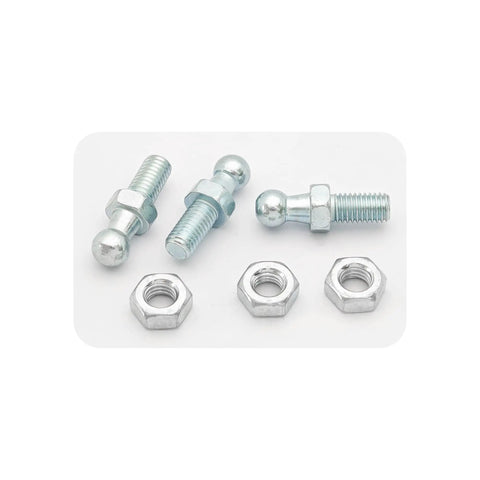 Four Pack 10mm Stainless Steel Ball Studs With M8 Thread And Half Inch Long Shank For Quick Easy Install On Universal Gas Lift Struts And Ball Joint End Fittings Hardware Silver, with nuts
