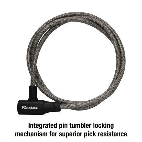 6 Ft Bike Cable Lock Keyed Security Cable For Bikes And Outdoor Gear, Built To Last Heavy Duty Steel Cable Lock, coiled view