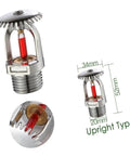 Heavy Hitter Quick Response Fire Sprinkler Heads Five Pack, upright type design, 0.5 inch threaded pipe, heavy brass casing, 52mm height.