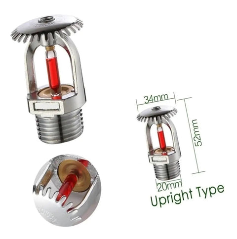 Heavy Hitter Quick Response Fire Sprinkler Heads Five Pack, upright type design, 0.5 inch threaded pipe, heavy brass casing, 52mm height.