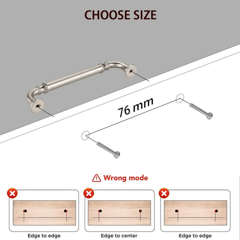 Image of installation guide for 5 Pack 3 Inch Retro Arch Cabinet Handles Lotus Pulls in Antique Brass Vintage European Style Dresser Drawer Knob Set