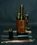 230ML Vertical Steam Boiler For Ship Engine Model Brass Power Boiler System With Heat Recovery Steam Generator Old School Marine Grade Design For Adults Engineers And Hobbyists, brass with wooden base