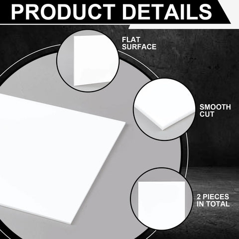 2 Pcs 12 By 24 Inch UHMW Polyethylene Sheets One Quarter Inch Thick White Plastic Sheet with flat surface and smooth cut