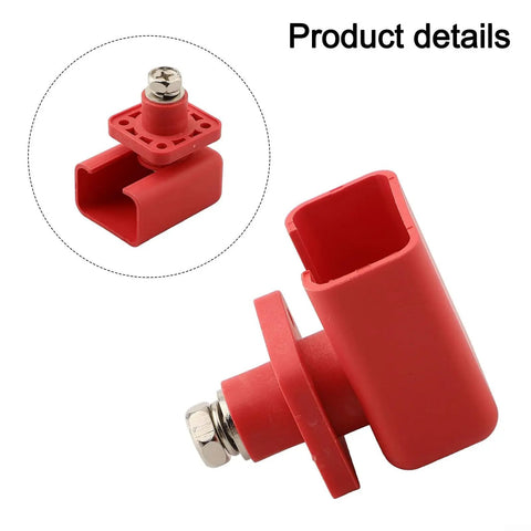 Tough As Nails 200 Amp Lithium Terminal Connector With Threaded Wiring and High Voltage Power Adapter for EV Battery Packs Red view.