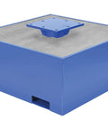 Heavy Duty Steel Concrete Filled Base For Portable Jib Cranes with blue coating, 18 inch square, sturdy mount for lifting equipment.