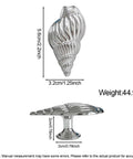 Coastal Conch Cabinet Knobs 4 Pack With Screws Ocean Vibe Zinc Alloy Drawer Pulls, silver finish, side and top view.
