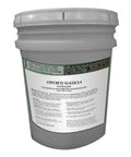 Rock Solid Pro Grade High Gloss Concrete Sealer Kicks Staining And Oil Right Down The Drain While Blocking Rain Fast for patios and driveways in a bucket.