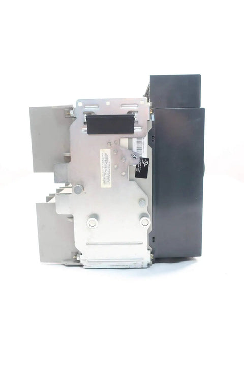 Masterpact Low Voltage Power Circuit Breaker 3 Pole 800 Amp 600 V AC Refurbished NT08N1 side view showing robust metal and plastic casing.