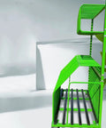 Super Heavy Rolling Storage Cart, Multi Level Tool Organizer, green steel frame with slatted shelves for gear organization.
