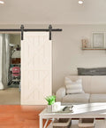 Living room with 6.6 Ft Sliding Barn Door Hardware Kit For 40 Inch Wide Door Panel With I Shape Hangers Black Finish