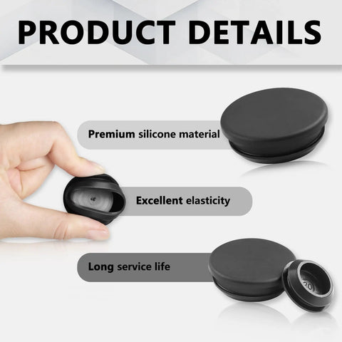 Get This Awesome 24 Piece Black Silicone Rubber Hole Plug Assortment Kit with Secure Box For sealing pipes and machinery holes perfectly. Five practical sizes including five eighths inch to one and half inch make this durable set perfect for any tough. black silicone rubber hole plugs in hand, showing premium material and elasticity