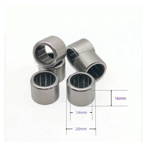 Ten Piece Stainless Steel One Way Clutch Needle Roller Bearings For Fishing Reels And Shop Projects, 14x20x16mm size, shown in group.