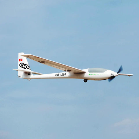 2500mm ASW 17 Electric RC Glider Plane Kit PNP flying mid-air with visible motor, without radio, battery, or charger, wings extended