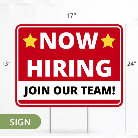 Now Hiring Signs Double Sided Yard Signs 17 Inches By 13 Inches With Stakes 2 Pack Corrugated Plastic Help Wanted Signs