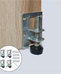 Adjustable Leveling Feet Set Of 10 Heavy Duty Height Adjusters with threaded precision and reinforced metal frame, installed on wood surface