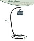 Heavy Duty Hammock Chair Stand Only 360 Degree Rotation C Frame Indoor Outdoor Sturdy Steel Tubing Supports Up To 300 Pounds Perfect For Egg Chair Porch Swing Black, detailed view with dimensions.