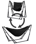 2 In 1 Hammock With Stand For Outdoors Portable Heavy Duty Steel Frame Supports Up To 480 Lbs Easy Setup In Minutes Black Multi Functional Swing Chair