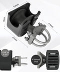 4 Pack Sliding Gate Rollers With Protective Wheel Covers, Nylon Cantilever Rollers for 2 3/8 or 2 1/2 Inch Gate Frames and 4 Inch Round Posts, showing dimensions.