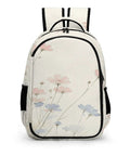 Wildflower Blooms Print Unisex Backpack Large Capacity For School, Travel, And Daily Use with pastel floral design, front view.