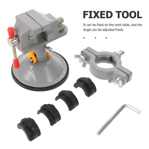 Multi Functional Rotating Bench Vise With Swivel Tabletop Clamp for Woodworking And DIY Projects components shown