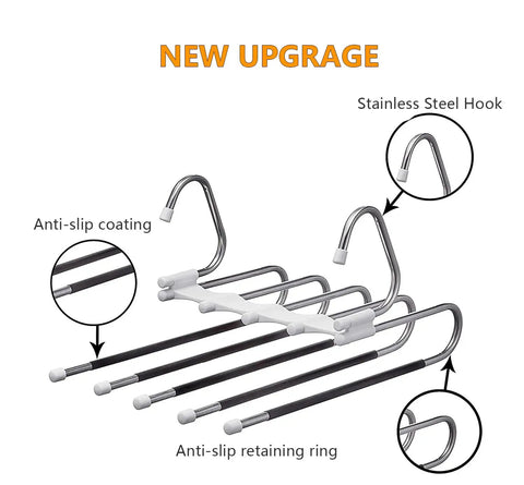 Super Slick Metal Pants Hangers Two Pack Hella Space Saving Closet Organizers With Anti Slip Grip For Jeans Skirts Leggings And Scarves Ultimate Closet Glow Up Rack
