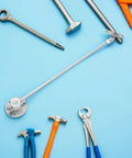 Beefy Heavy Duty Cabinet Door Support Rods Set For Kitchen Cabinets, Iron Drop Down Lift Hinges shown with tools on blue background