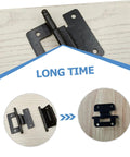 Front view: 10-piece black iron cabinet door hinges with mounting plates and pins