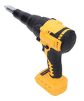 Heavy Duty Cordless Rivet Nailer With Brushless Motor And Auto Reverse Works Perfectly With Dewalt Dcb Batteries For Overhead Jobs Or Tight Spaces Includes Led Light Plus 18 Inch Rivet Cap Kit To Zip Up Metal Sheets Fast. yellow black cordless rivet tool