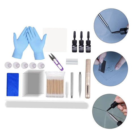 Powerful Windshield Crack Repair Kit For Quick Easy Fixes And Large Area Cracks Tool Set with resin gel and tools