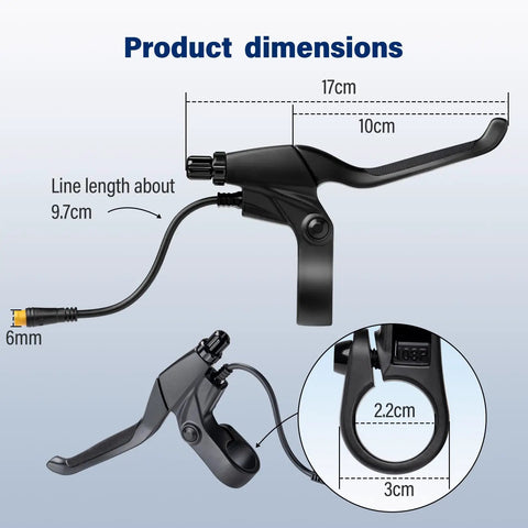 Aluminum Alloy Electric Bike Brake Levers With 3 Pin Male Connectors For BAFANG Mid Drive And Hub Motors, 3.8 Inch Cable, Durable Handlebar Grips, Fits BBS01 BBS02 BBSHD, Easy Install Upgrade