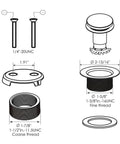 Sleek Champagne Bronze Bathtub Drain Kit With Overflow And Integrated Hair Catcher For A Major Bathroom Flex Featuring detailed installation diagram with measurements.