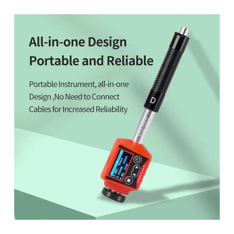 Heavy Duty Six In One Metal Hardness Tester For Tool Steel Stainless Cast Iron Copper Zinc And Aluminum With Dead On Accuracy, red and black handheld design.