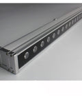 Heavy Duty Aluminum Wall Washer Architectural Accent Flood Light With Smooth Dimming For Interior Exterior Building And Studio Pro Level Slick Rock Solid Design Emitting Vibrant Red And Warm White 3000k, side view, aluminum housing, multiple LED lights.