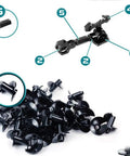 Components from the 867 Piece Marble Roller Coaster Kit With Glow In The Dark Space Rail STEM Model Building Set for Grownups.