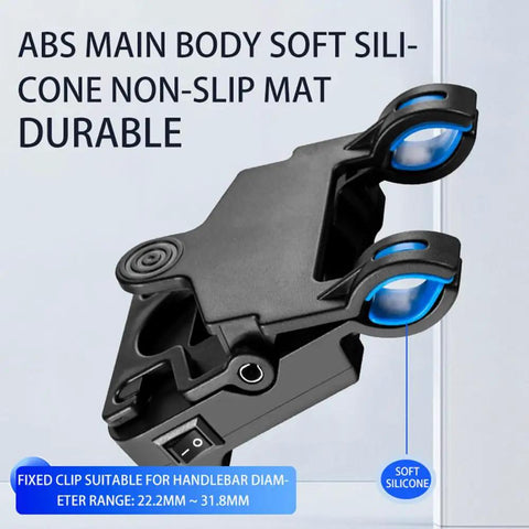 Badass Bicycle Laser Calibrator And Saddle Positioner Bike Tool With Integrated Charging Port for handlebar clip detail.