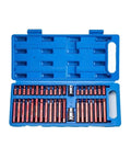 Check Out This Slick 40-Piece Torx Star Spline Hex Socket Bit Set Perfect For Garage Jobs Like Oil Changes And Spark Plug Swaps Because It Rocks Top Shredded Precision Grade Screwdriver Bits Made With Durable S2 Alloy Steel For Any Serious Auto Repair. Blue case with 40 S2 alloy steel Torx and hex bits