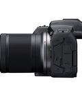 Side view of EOS R7 Mirrorless Camera Body With RF-S 18-150mm F3.5-6.3 IS STM Lens Bundle for pro-level photos