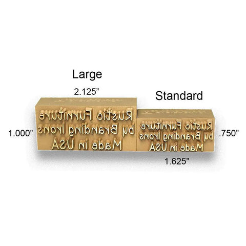 Custom Electric Branding Iron With Personalized Text Large Size Engraved In USA for Wood Leather And Craft Projects showing size comparison