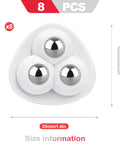 Eight Piece Self Adhesive Caster Wheels That Roll Like A Dream With 360 Degree Swivel Mini Appliance Rollers No Sweat Peel And Stick Track Mounts For Counters And Furniture In Bright White, showing three caster wheels design.