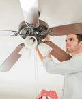 Top Shelf 30 Piece Ceiling Fan Blade Screws 1/4 20 X 3/8 Inch Carbon Steel Phillips Pan Head replacement fasteners in use.